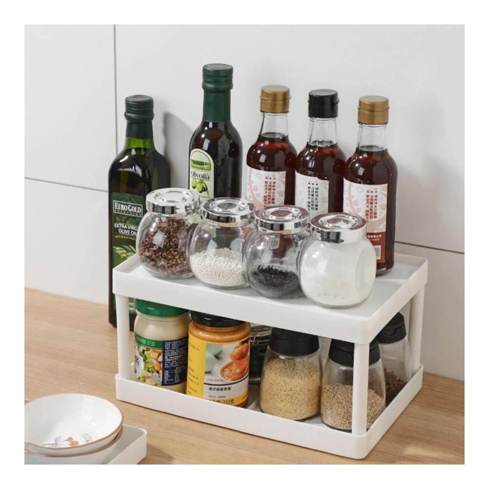 Effizientes Gewürzregal für die Küche Doppellagiges Desktop-Regal mit 475 g langlebiger Organizer für Arbeitsplatten und tragbarer Badezimmer-Organizer. Halten Sie Ihre Gewürze ordentlich und griffbereit