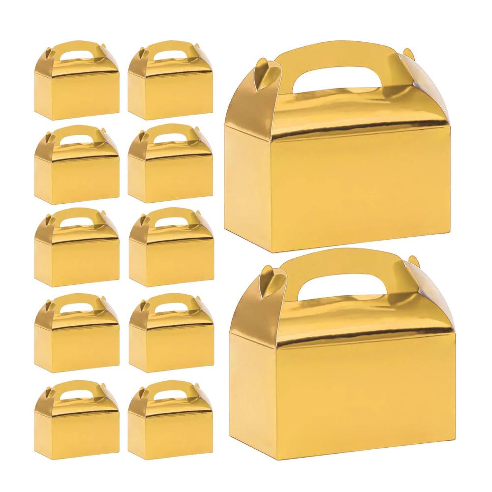 Goldene Hochzeitsdekoration Elegante Gastgeschenkboxen für unvergessliche Momente - 12 Stk. Geschenkboxen aus stabilem Karton ideale Geschenkverpackung für Weihnachten Kindergeburtstage und Hochzeitsfeiern