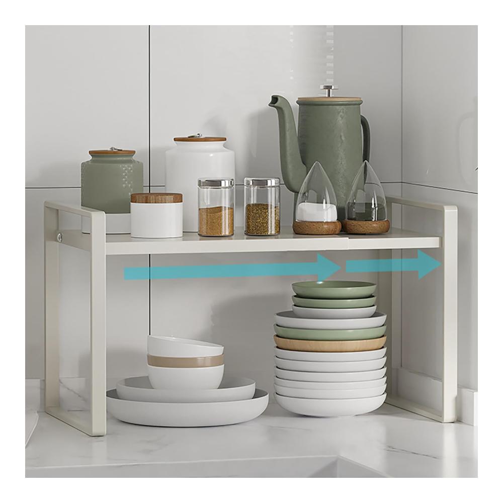 Praktisches Gewürzregal Erweiterbares Schrankregal für Küchenorganisation | Platzsparender Halter für Gewürze & Utensilien | Beige Kücheneinsatz (30-55 * 21 * 25cm