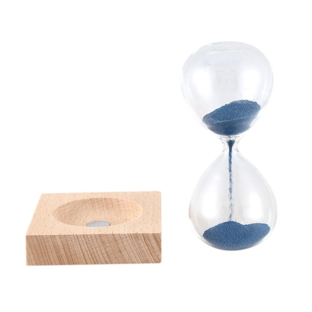 Moderne Wanduhr Magnetische Sanduhr aus Glas & Eisenpulver mit blühendem Design - Inklusive Holzständer & Geschenkverpackung