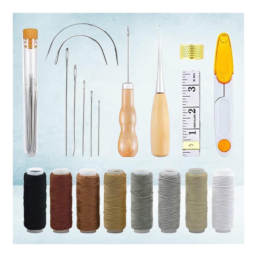 Entdecken Sie Kreativität! 2 Nähsets mit Farbwerkzeugen Fingerhut Lederstanzer & mehr. Perfekt für Heimfaden & Handwerksprojekte. Hergestellt für präzises Nähen mit Gewachsten Sattelnadeln & Arbeitsgriff. Alles was Sie für Ihre Nähkunst brauchen