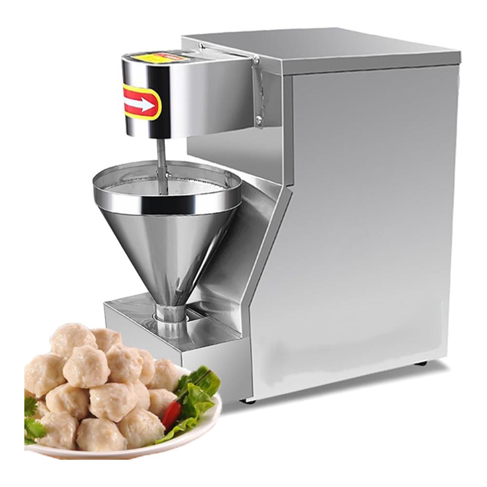 Entdecken Sie den Meister des Fleischklopfens! Kommerzieller Edelstahl-Fleischbällchen-Maker mit 750 W Leistung. Elektrischer Fleischbällchen-Maker produziert 200–230 Stück/min in 3 Formen (20/24/28 mm). Perfekte Werkzeuge zur Herstellung von Schweinefleisch Fisch und Huhn. Verleihen Sie Ihren Gerichten den richt