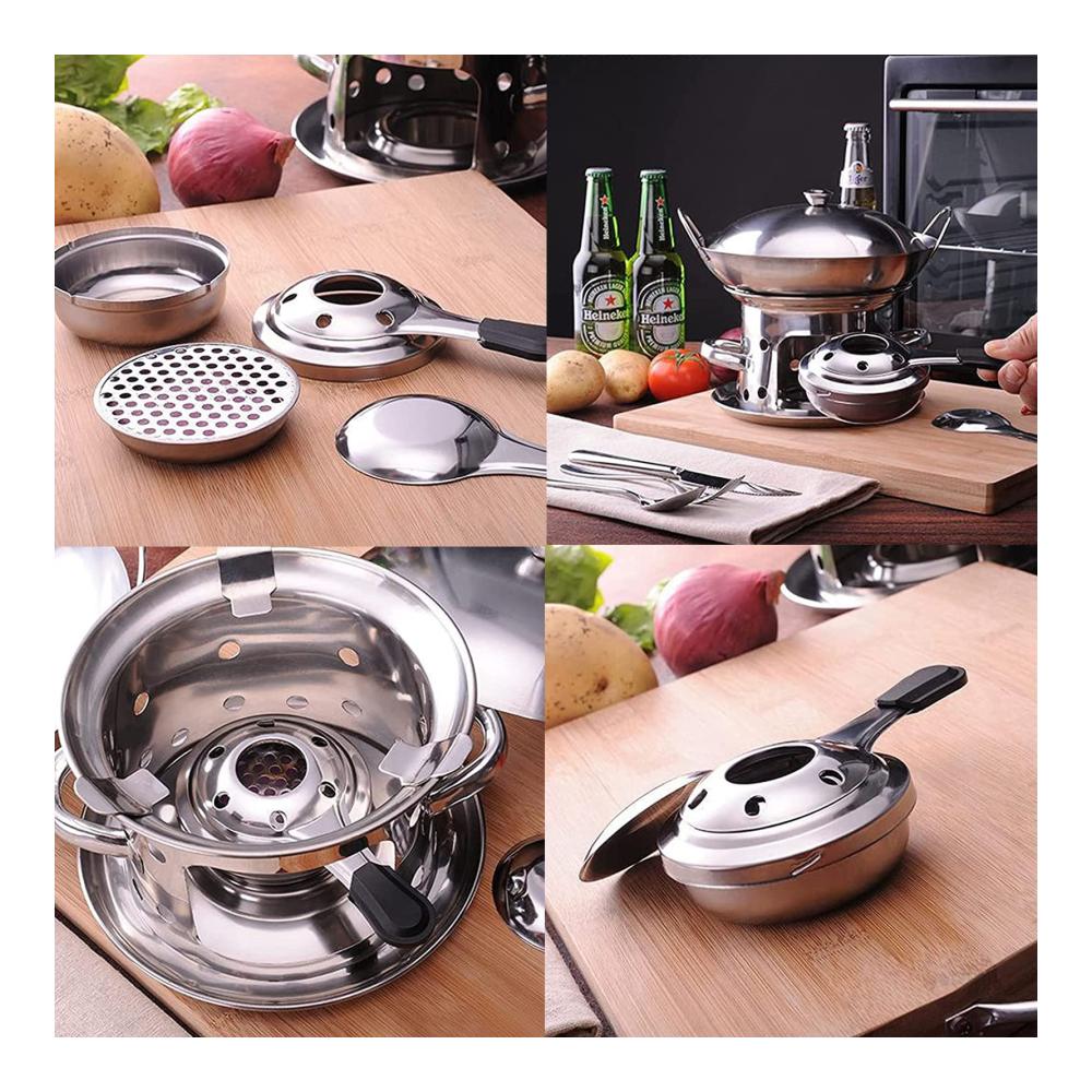 Genießen Sie perfekte Fleisch-Fondues! 2 Edelstahl Mini Fondue Brenner für Outdoor Camping & Picknick Kochen. Fondue Alkohol Brenner Set (15.5 * 9.9 * 4.8cm) für kulinarische Meisterwerke. Hervorragende Qualität für unvergessliche Genussmom