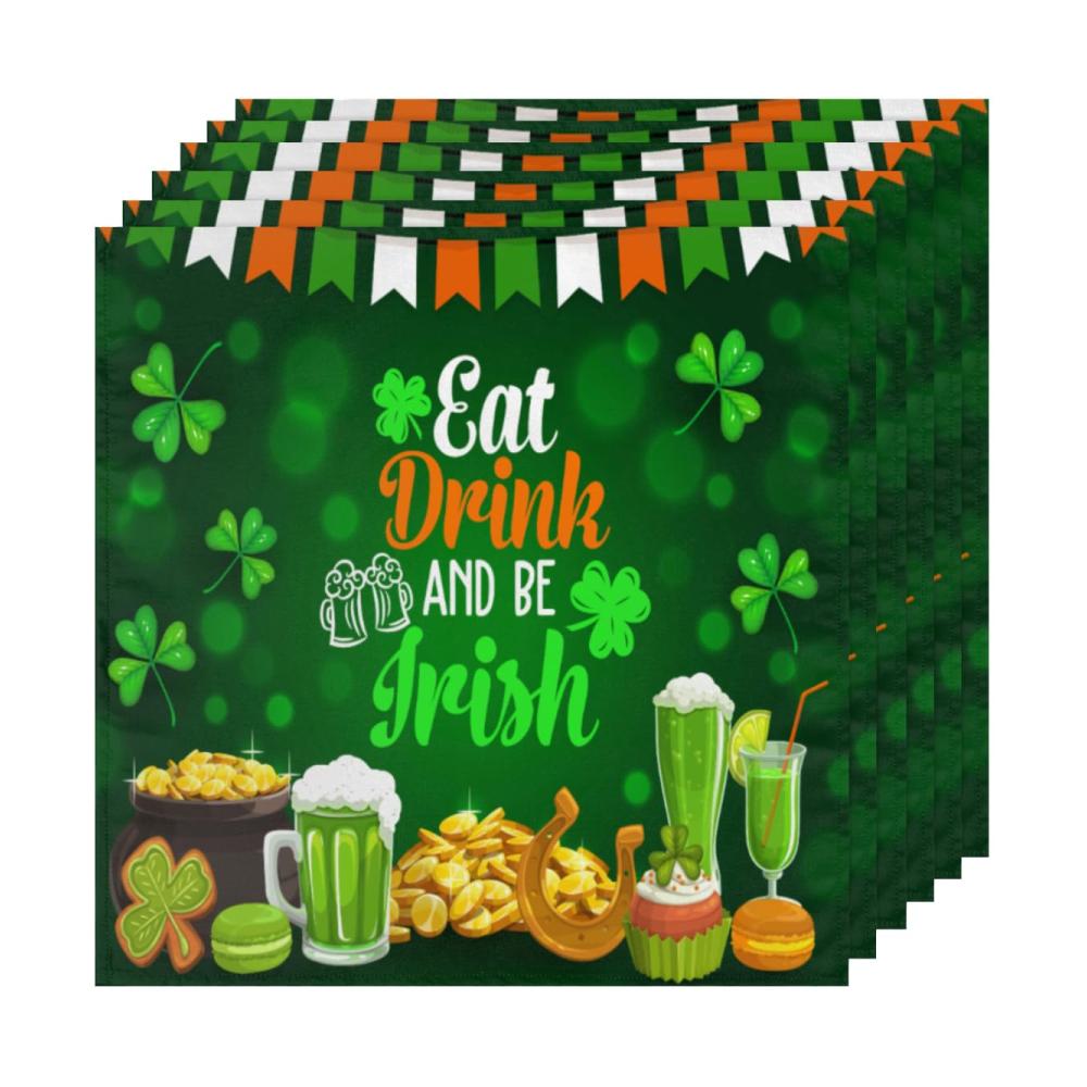 Entdecken Sie unsere waschbaren Polyester Stoffservietten - Perfekt für Saint Patricks Day! Wiederverwendbare Tischservietten mit gesäumten Kanten für Zuhause Hochzeit Party und Urlaub Dekorationen. Set von 50 8 x 50 cm
