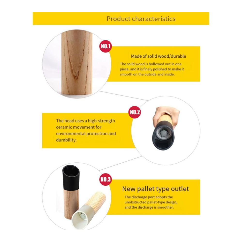 Premium Pfeffermühlen Set aus hochwertigem Holz | 2er Pack Salz und Pfeffermühlen für genussvolles Würzen | Robust und vielseitig einset