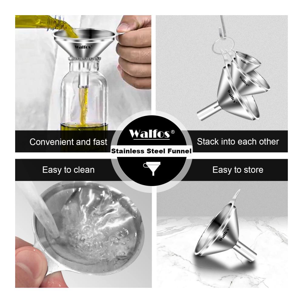 Trichter Edelstahl Set | Praktische Mini Trichter für Küche | 3 Stück | Ideal zum Umfüllen von Öl Salz Zucker & Parfüm | Leichtes Befüllen von Flaschen & Gläsern | Hochwertige Materialien