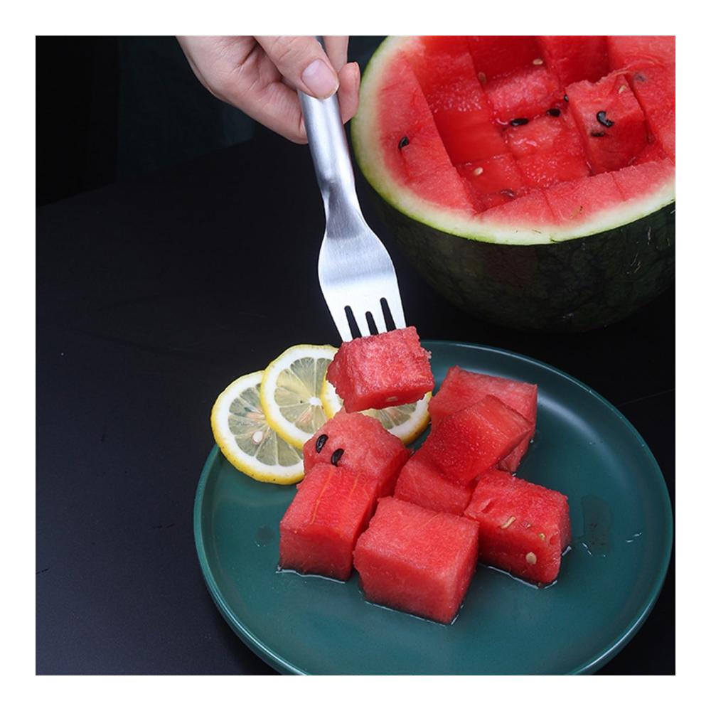 Hochwertiger 2-in-1 Obstschneider aus Edelstahl 304 | Multifunktionale Wassermelonen- und Cantaloupe-Melonen-Schneidewerkzeuge | Ideal für Mango-Salat und Küchengemüse | Doppelkopf-Design