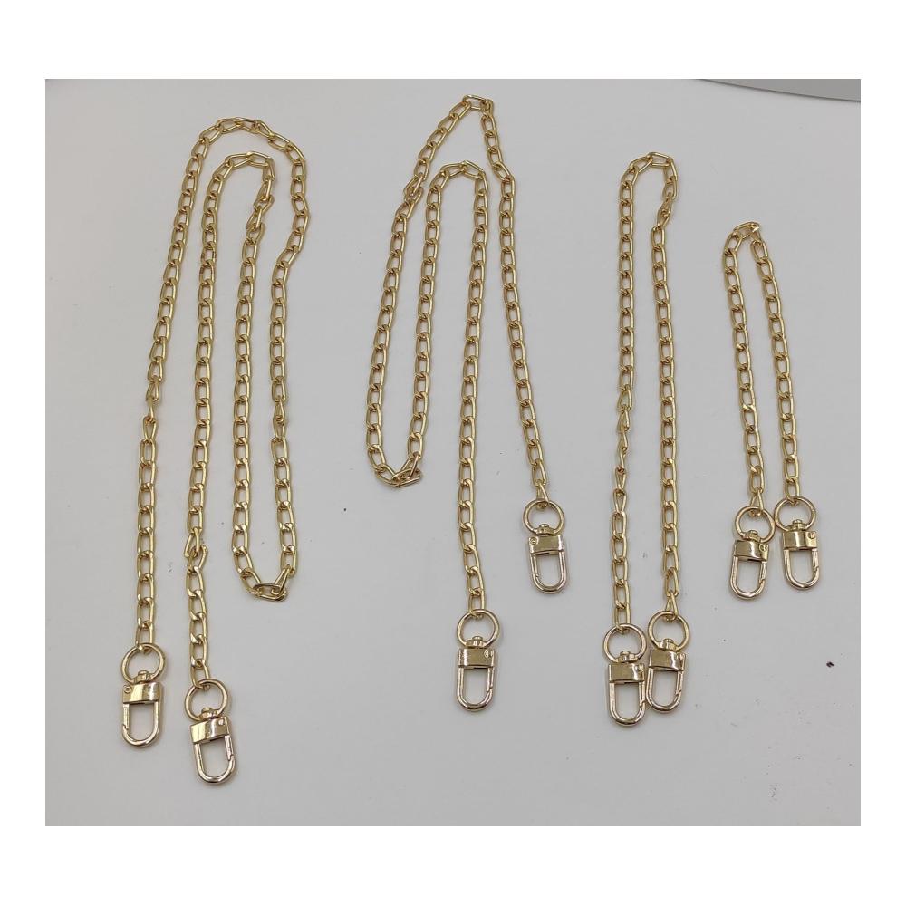 Exklusive Handwerkskunst Hochwertige Taschenkette Set (4 Stück) - Goldene Umhängetaschenkette und Schulterriemen (40/60/100/120cm) für stilvolle Damenhandtaschen. Perfekt für Taschenherstellung Basteln Malen & Handarbeiten