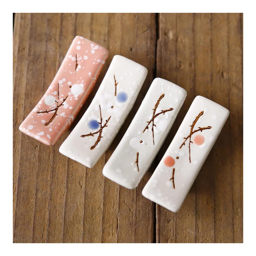 Praktische Essstäbchenablagen Keramik Halter mit Pflaumenblumenmuster für stilvolle Essstäbchen. Japanischer Stil für Küche. Messer Löffel & mehr platzsparend verstauen. Ideale St