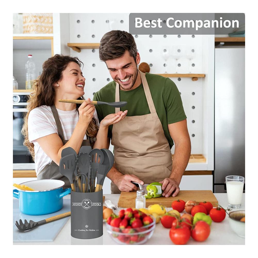 Premium Pfannenwender Set aus hitzebeständigem Silikon - 5-teiliges Küchenutensilien-Set für müheloses Kochen & Backen - Antihaft-Spachteln