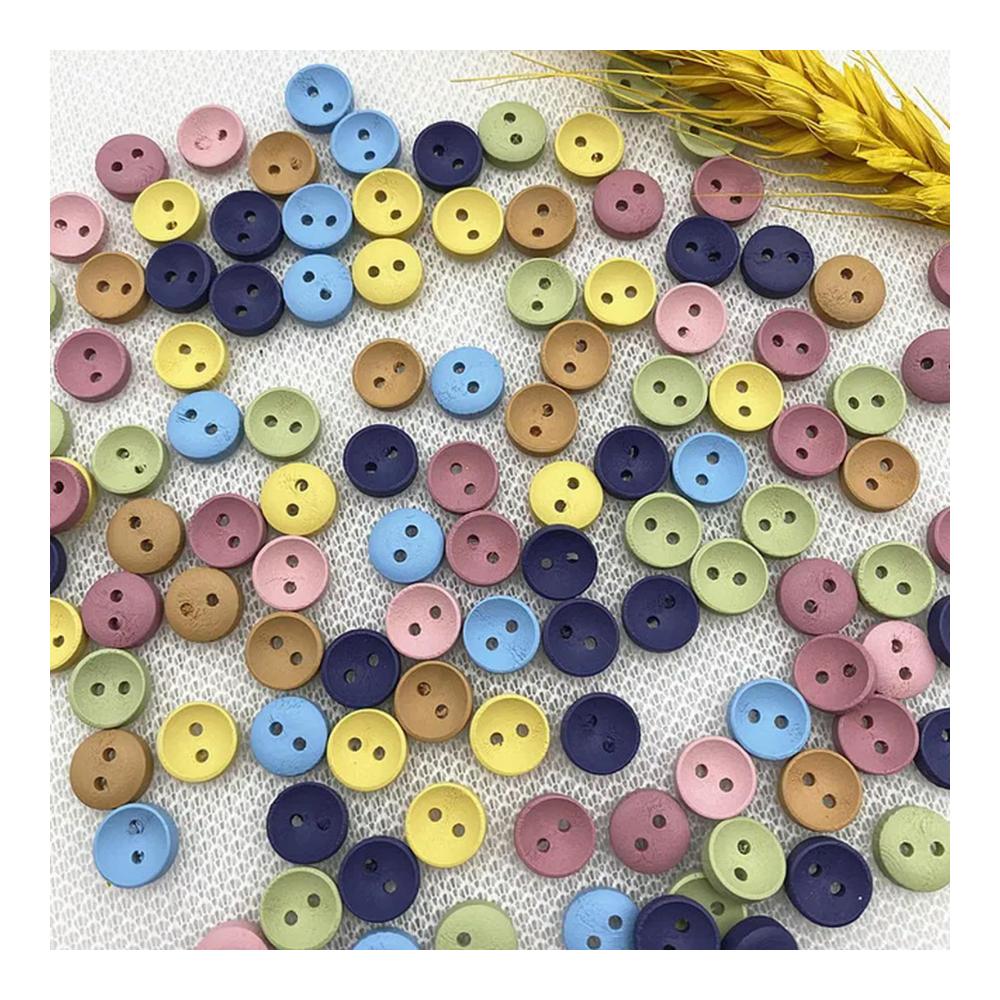 50er Packung bunter Kinderknöpfe aus Holz für Handarbeit und Scrapbooking - Hochwertiges Nähzubehör für DIY Bastelprojekte - 10mm Rundknöpfe