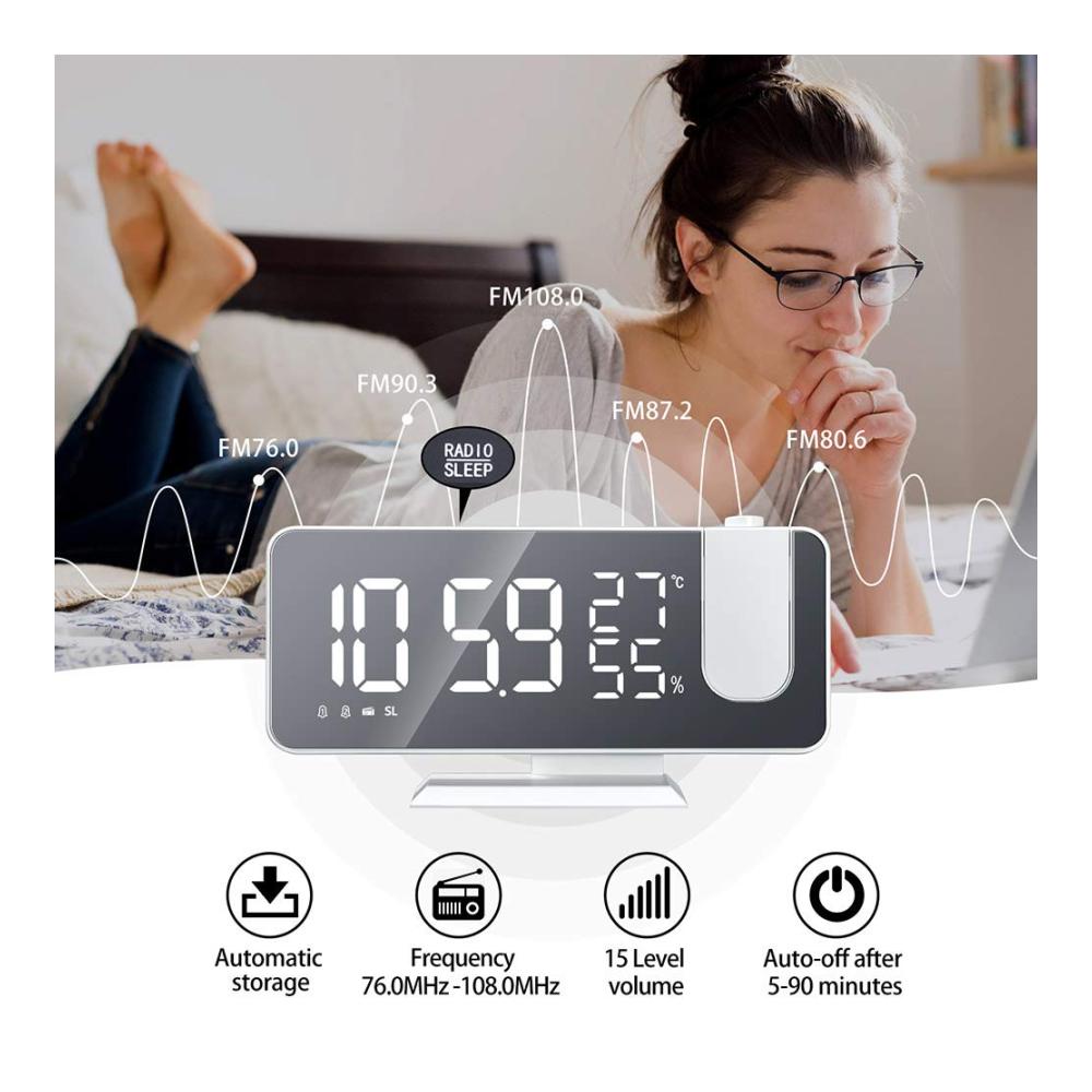 Multifunktionales digitales Spiegelthermometer | Verstellbarer Spiegel mit Hygrometer | Innendekoration und Uhr in einem | Präzises Thermometer für Ihr Zuhause