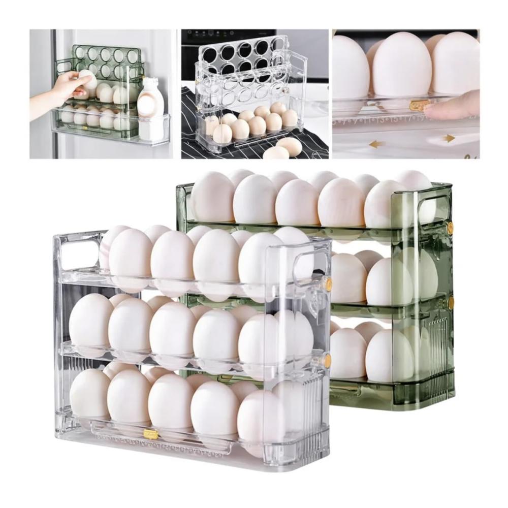 30 Eierbecher Eierboxen Set - Praktische Aufbewahrung für Ihre Frühstückseier - Rutschfeste Halterung - Transparente Behälter für den Kühlschrank - Platzsparendes Küchenzubehör