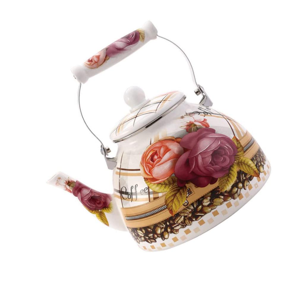 Emaille Teekessel Blumenmuster Retro Teekanne & Kaffeekanne 4L Wasserkanne für Herdplatte - Elegante Teemaschinen & Kocher im Vintage-Design. Entdecken Sie den Charme des traditionellen Teetrinkens