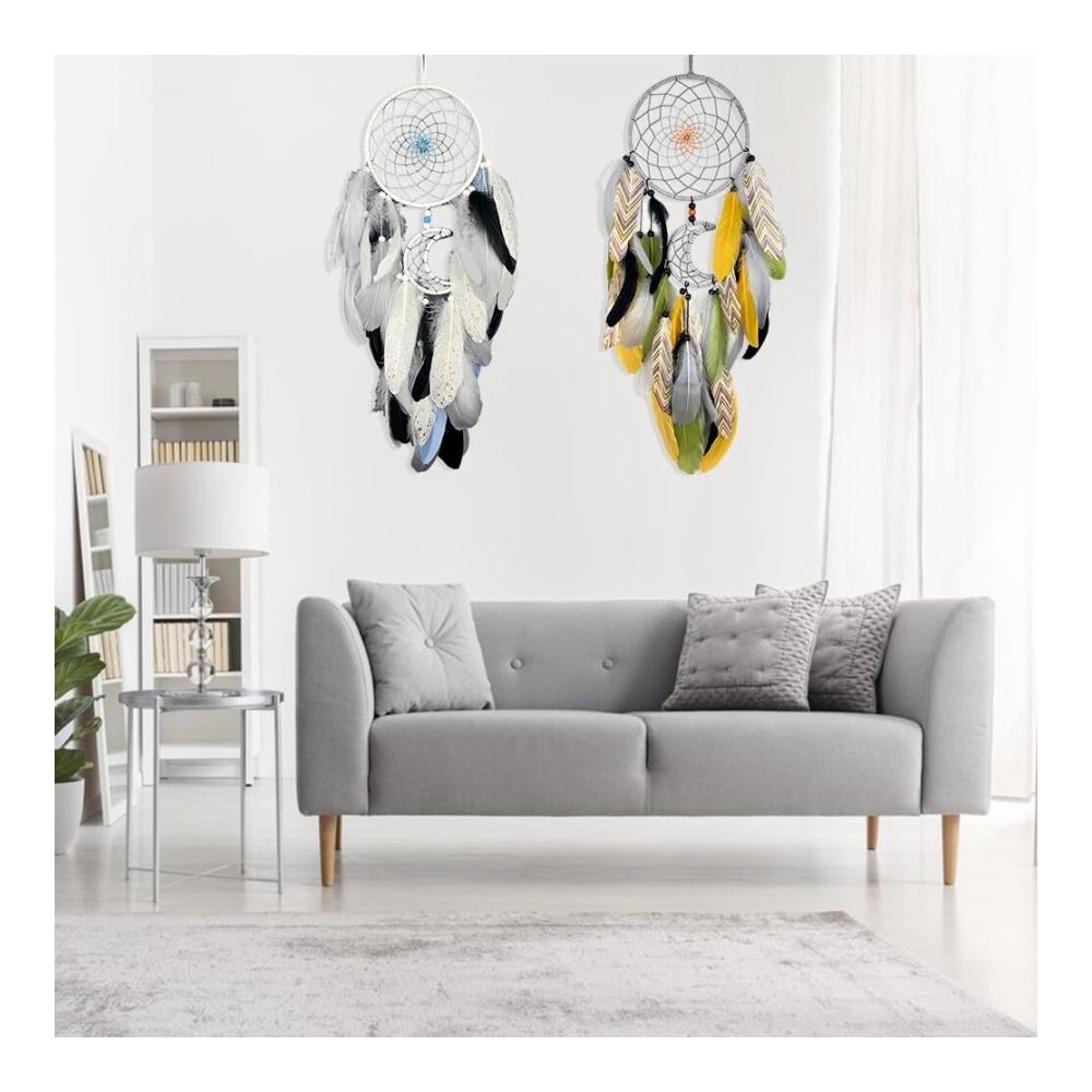 Handgefertigter Feder Traumfänger Wandtattoo - Mobiles Dreamcatcher Set für Schlafzimmerdekoration Hochzeitsfeiern & Geschenke - Kinderzimmer Ornament mit Stil