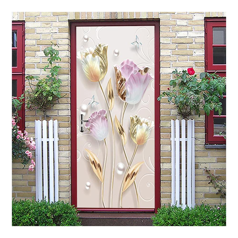 Moderne Kunst 2 Stück Selbstklebende Türaufkleber | 3D Digitaldruck PVC Wasserfest & Abnehmbar | Dekorative Wandsticker für Möbel | Trendige