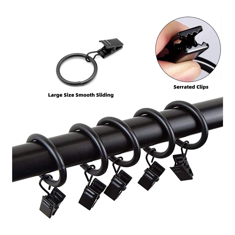 Upgrade Ihre Vorhänge 40 Premium Gardinenringe Vorhangringe 32mm - Stark Metall inklusive Clips & Haken - Perfekt für Gardinenstangen & Duschvorhänge - Einfache