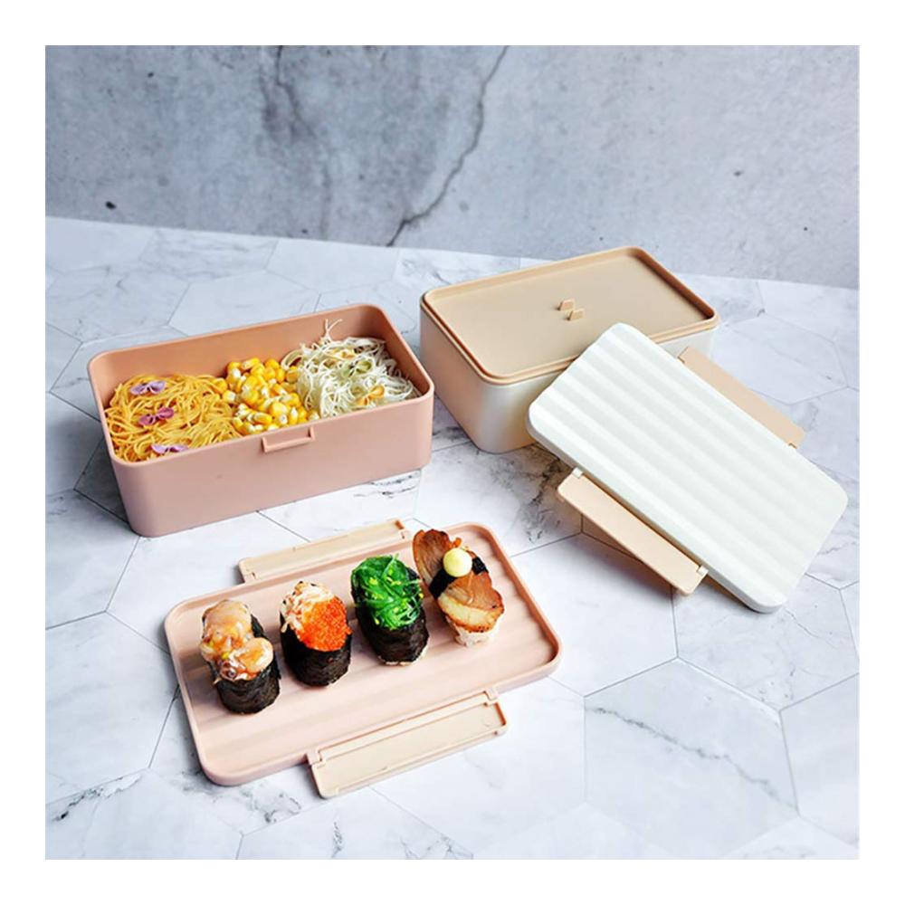 Entdecken Sie die Innovation 900ML Mikrowellen-Bento-Box für Frische unterwegs! Kreative Wellenmuster tragbar und perfekt für Kinder Schule Picknick - Weißer Lunchbox-Begleiter