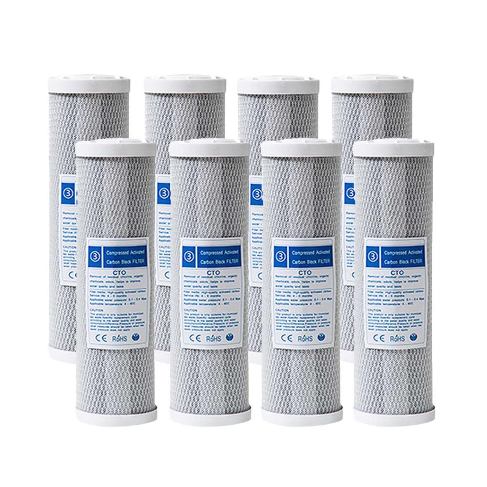Maximale Wasserqualität 8er-Pack Trinkwasser-Ersatzfilter für Spüle | CTO Kokosnussschalen-Aktivkohlegranulat | 5 Mikron | Für Ganzhaus 10-Zoll-Wasseraufbereitungssystem