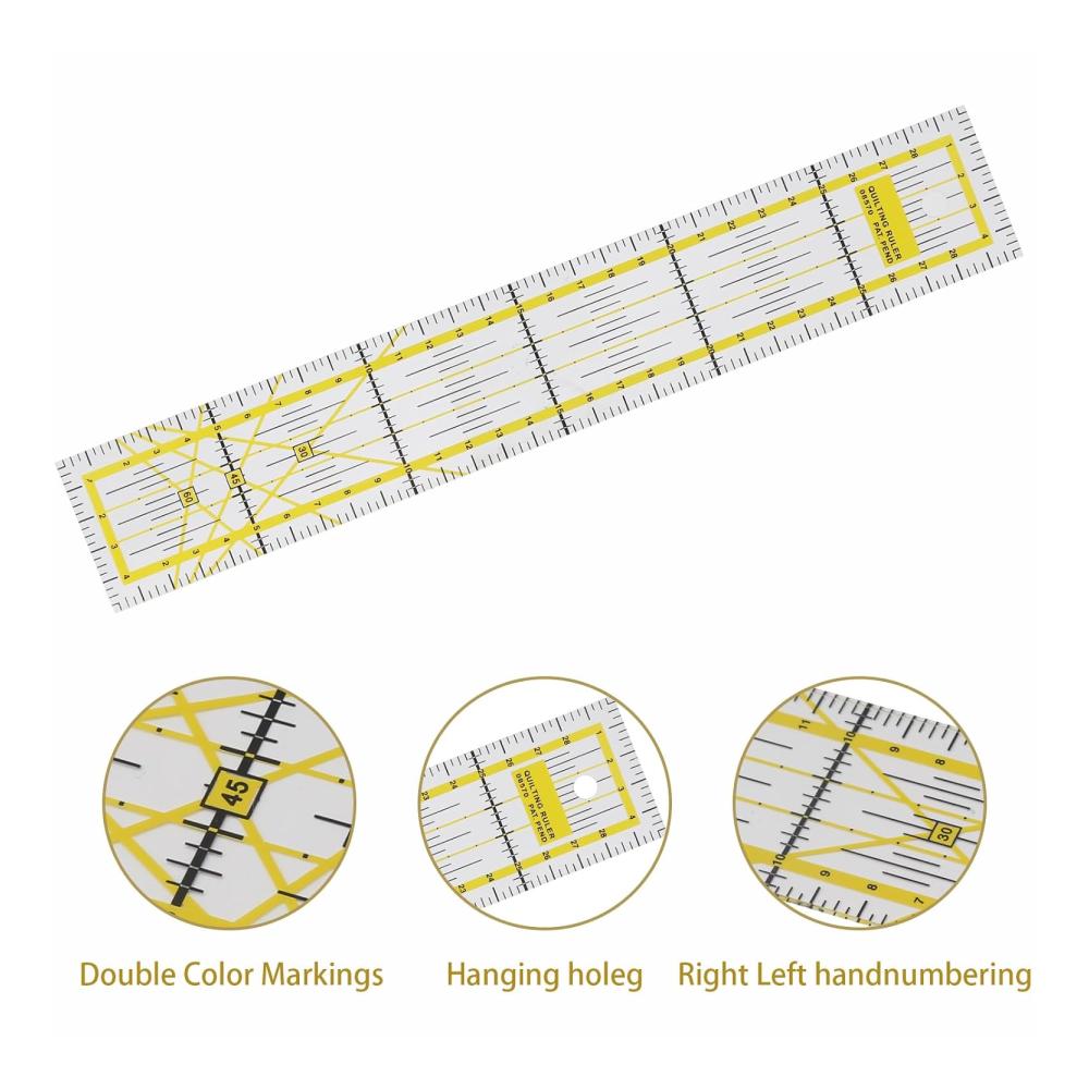 Präzisions Lineal Set für Quilten und Nähen - 6-teiliges Acryl Patchwork Lineal Set mit zweifarbigen Rasterlinien - Quadratische Schneider Lineale für perfekte Schnitte - Transparente Universal Lineale für Basteln und Nähen
