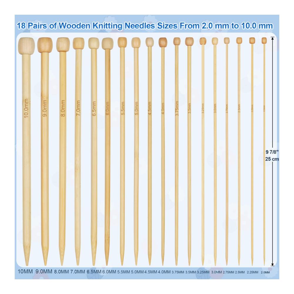 Erleben Sie das Vergnügen des Strickens mit Aeelike Blauen Blumen Stricknadeln! Einzelne Spitze für Socken 2-10 mm Bambus-Set mit Tasche. 25 cm Länge ideal für Anfänger Kinder und Großmütter. Stricken Sie stilvoll und bequem
