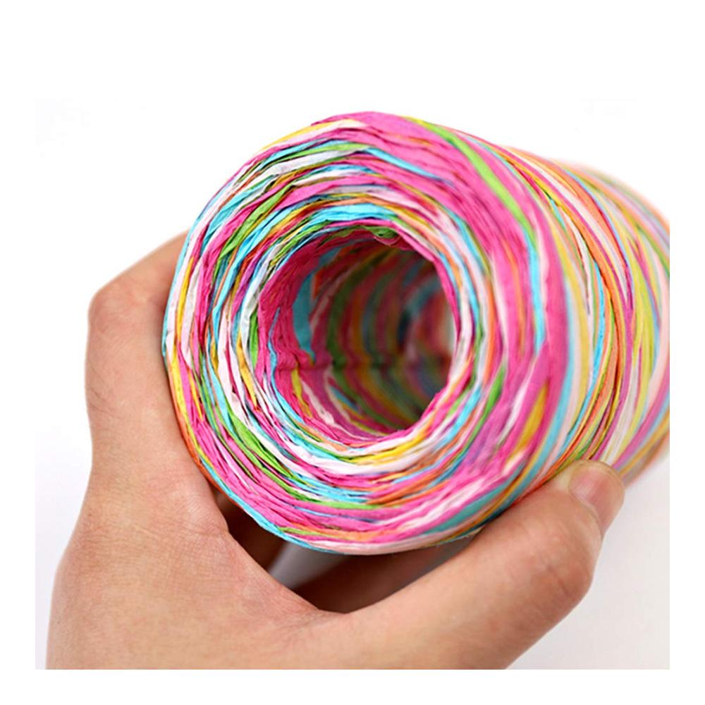 Bunte Raffiabast-Rollen 80m Bastband für Weihnachten Geschenkverpackung Dekoration & mehr - Floristik Weben & Kreatives - 4-Farben-Mix inklusive