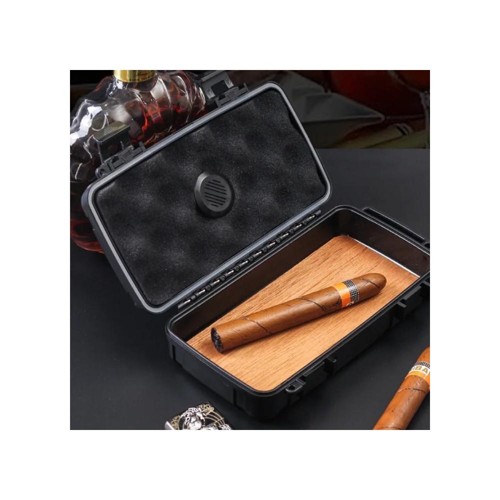 Premium Zigarren Humidor Reise-Etui mit Luftbefeuchter | Zedernholzspäne für optimale Lagerung | Wasserdichte Aufbewahrungsbox für Zuhause Büro & Unterwegs | Ideales Accessoire für Aficionados
