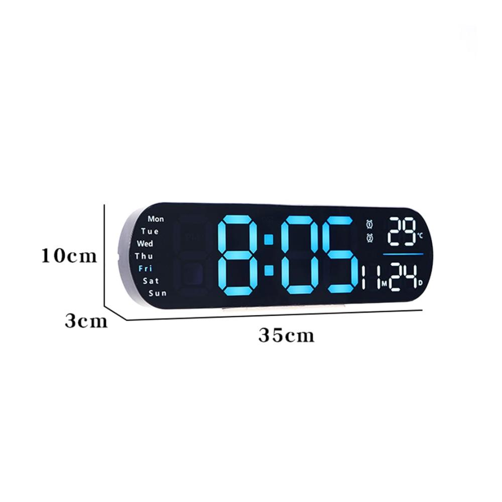 Digitale Wanduhr 35cm LED Großdisplay | 9 Helligkeitsstufen | Woche & Temperatur | Speicherfunktion | Rosa | Ideal für Küche Wohnzimmer Schlafzimmer & Büro | Moderne Wanduhren