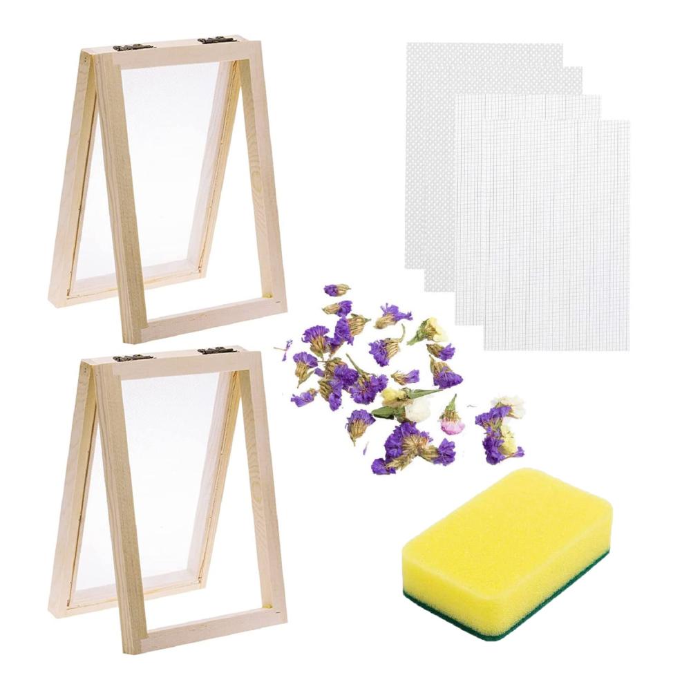 Entdecken Sie das ultimative pflanzliche Stoff Papierherstellung Kit 2x 127x178cm Papierschöpfrahmen getrocknete Blumen & Schwamm mit Ersatz-Mesh Tuch