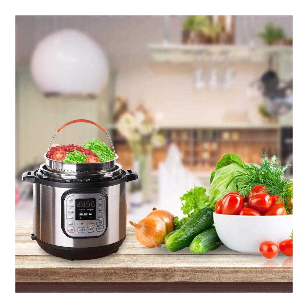 Dämpfkorb Edelstahl für Instant Pot | Dünsteinsatz mit Silikongriff | Perfekt für Schnellkochtöpfe & Kochtöpfe | Gesunde Zubereitung von Gemüse & Obst | Robustes Dampfeinsatz Zubehör