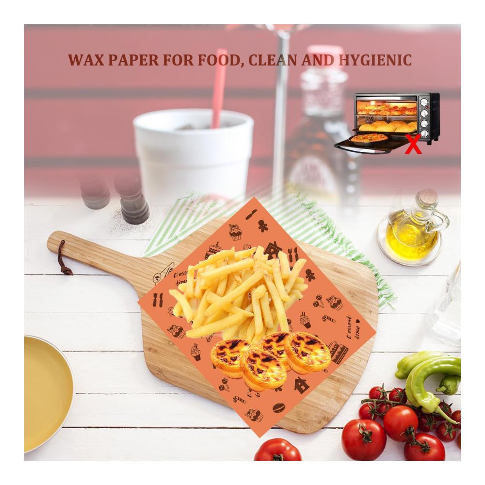 Backpapier 100 BläTt Backpapier - Sandwichpapier mit Zeitungsoptik - Wachspapier für Burger und Sandwiches - Einweg Backpapier in Mini-Zuschnitten - Wasserdicht und öldicht - Praktisches Küchenzubehör