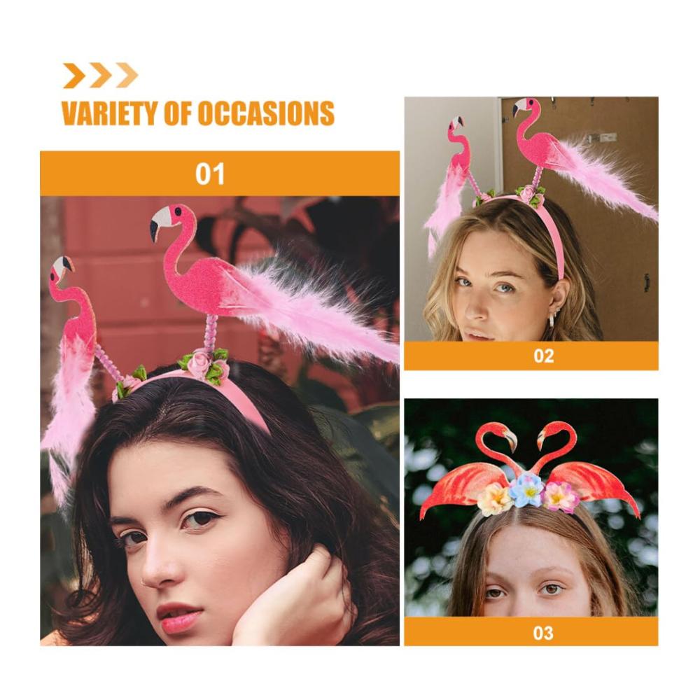 Entzückende Flamingo-Kopfbopper 2er-Pack Tropische Stirnbänder für luftige Luau-Partys! Kreativer Kopfschmuck & Haar-Accessoire für den ultimativen Hawaii-Karnevalsspaß