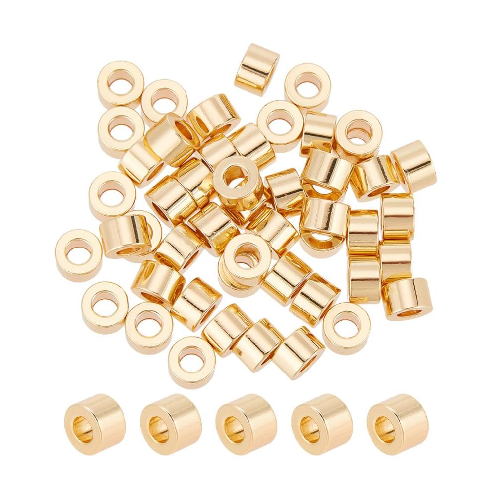 Arricraft 50 Stück Goldene Messing-Rondelle-Röhrenperlen | 3 mm Großes Loch | Metallperlen & Charms für Schmuckherstellung | Armband & Halskette Zubehör