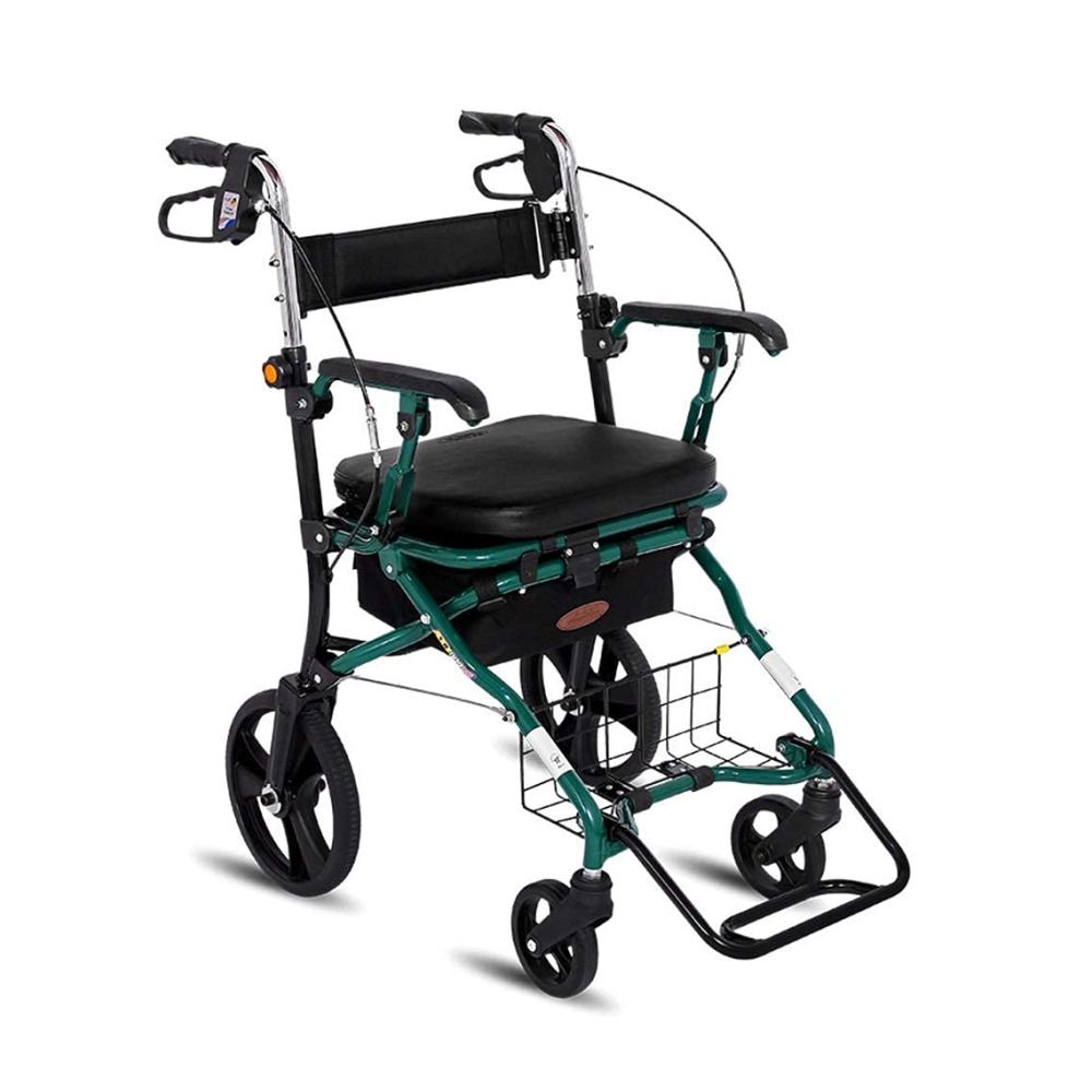 Bequemer Einkaufswagen mit Sitz | Faltbarer Trolley für Senioren | Vierrädriger Einkaufstrolley | Tragbarer Rollator | Einkaufswagen für ältere Menschen | Leicht zu bedienen und glücklich shoppen