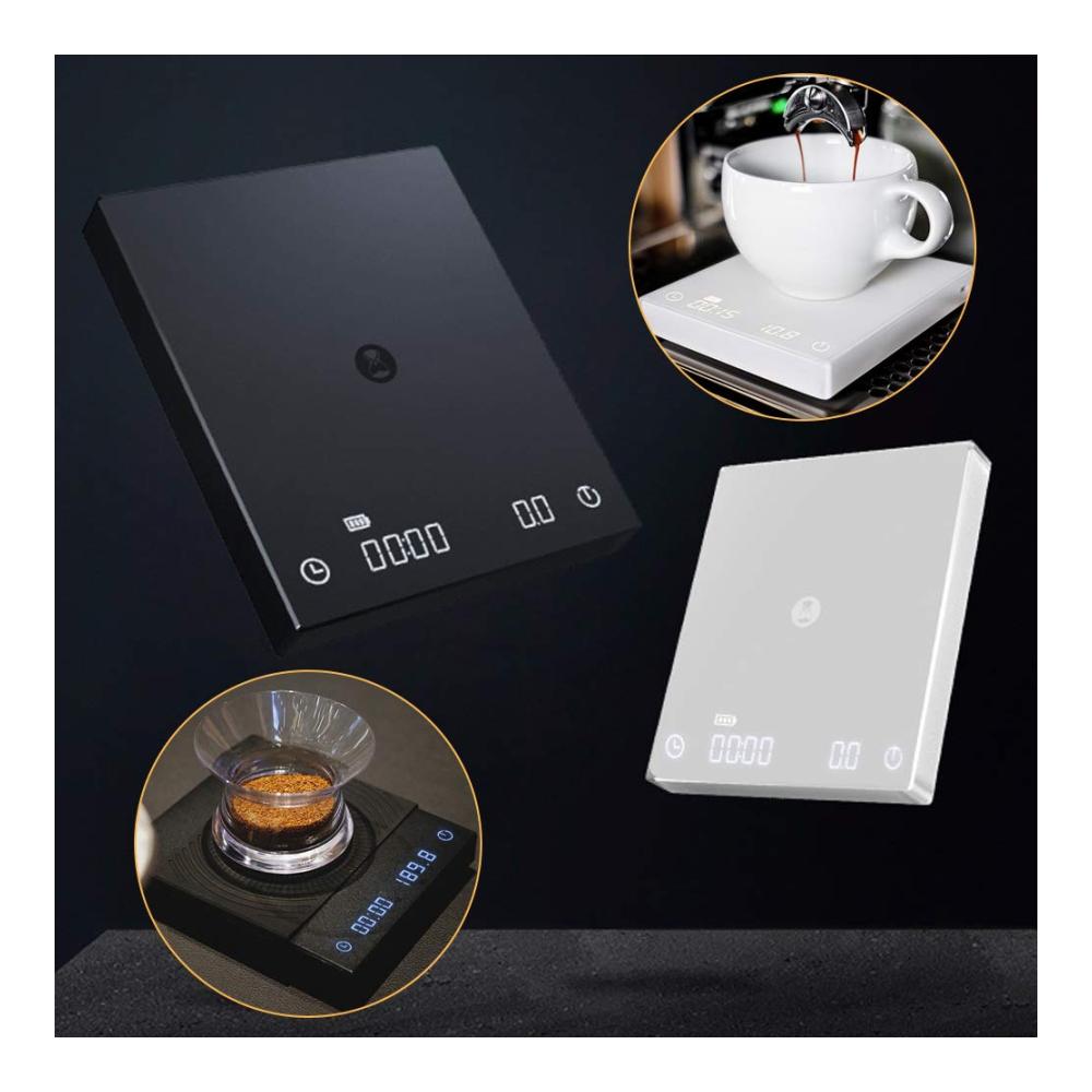 Präzise Kocherlebnisse Digitale Küchenwaage mit Timer für Espresso & Filterkaffee | Elektronische Waage 2KG 0.1g Schwarz