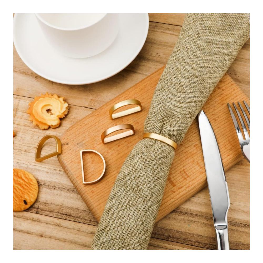 Elegante Metall Serviettenringe 5er Set - Perfekt für Hochzeiten Weihnachten Ostern Valentinstag & Geburtstagsfeiern Goldene Halbrunde Serviettenschnallen für Exquisite