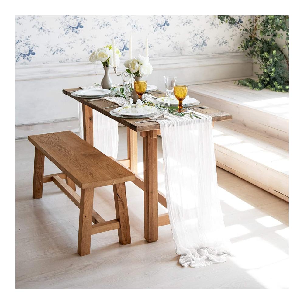 Boho-Tischläufer 2er-Pack Vintage Gaze Tischläufer 89x394 cm Dekorative Tischdecke für Hochzeit Urlaub Geburtstag - Weiß Perfekt für Küchentextilien und festliche Anlässe