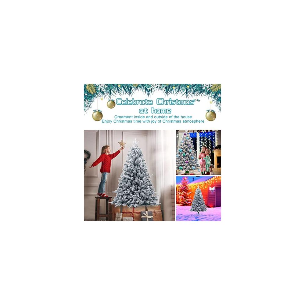 Authentischer künstlicher Weihnachtsbaum Schneebeflockt 21 m mit Metallständer für Zuhause Büro und Party - Vollständiger Baum für festliche Freude - Ein nützliches und glückliches Geschenk