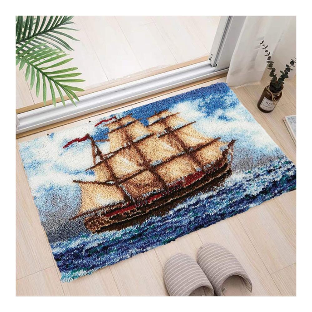Erleben Sie kreative Meereszauber mit dem VIONNPPT 3D Ocean-Serie Knüpf-Set! DIY Knüpfteppich Geschenk für Kinder und Erwachsene. Inklusive Vordruck und Knüpfhaken. Kreieren Sie Ihr eigenes Segelboot-Meisterwerk (60cmx40cm). Perfekt