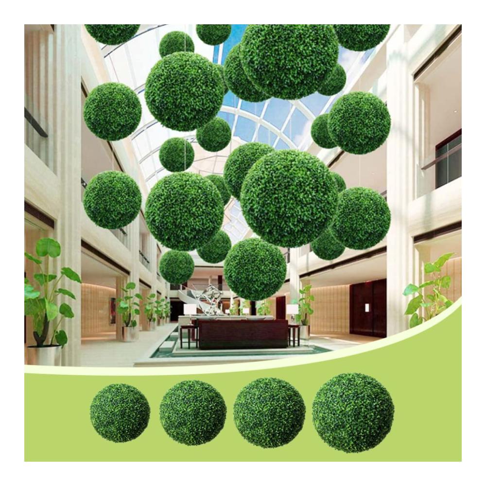 12-Zoll Blumen-Topiary-Ball Künstliche Hängepflanzen für Innen- und Außendeko - Simulation von Boxwood-Blumen - Dekorative Topiary-Bälle zum Aufhängen - Realistische Faux-Blumen