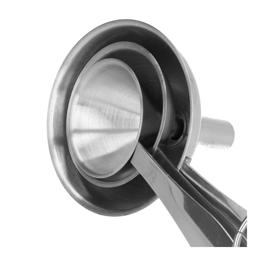 Entdecken Sie die Vielseitigkeit mit unseren hochwertigen Trichtern! 6er-Set für Flaschenbefüllung Küche und mehr. Kleine lebensmittelechte Metalltrichter für Zuhause. Praktisch und langlebig