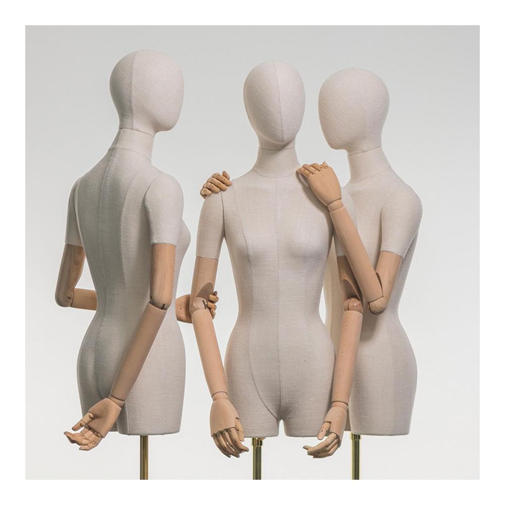 Entdecken Sie Eleganz Verstellbare Schaufensterpuppe mit 360° drehbarem Massivholz-Kopf und mechanischen Fingern. Perfekt für Boutiquen und Kleiderständer. Weiblicher Torso für stilvolle Bekleidungspräsentationen