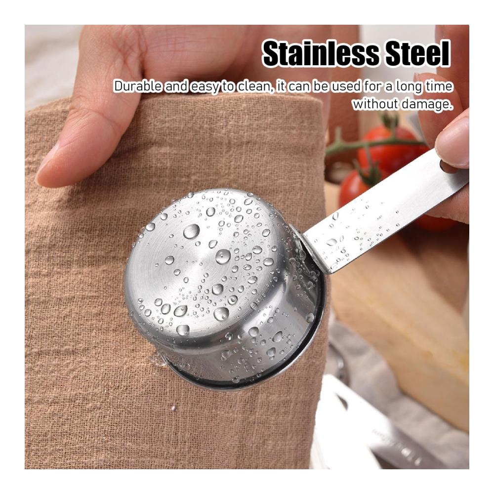 Messlöffel-Set aus Edelstahl mit Nivellierer | 7-teiliges Back-Messlöffel-Set | Für Backen und Kochen | Passt in Gewürzgläser | Robust und prä