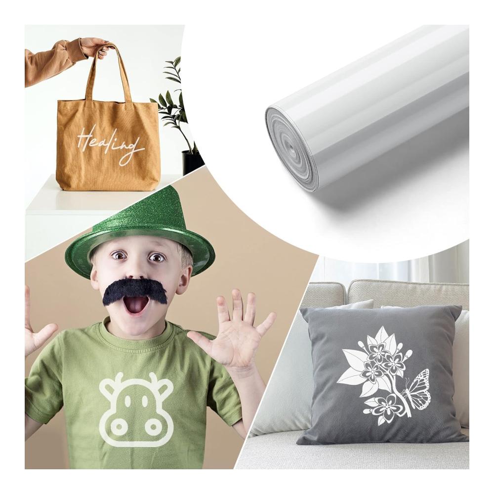 Erstaunliche Plotterfolie Hochwertige Textilfolie 30.5cmx6.1m Weiß - Flexfolie für Cricut und Silhouette Cameo - Perfekt für DIY-T-Shirts & Stoffprojekte