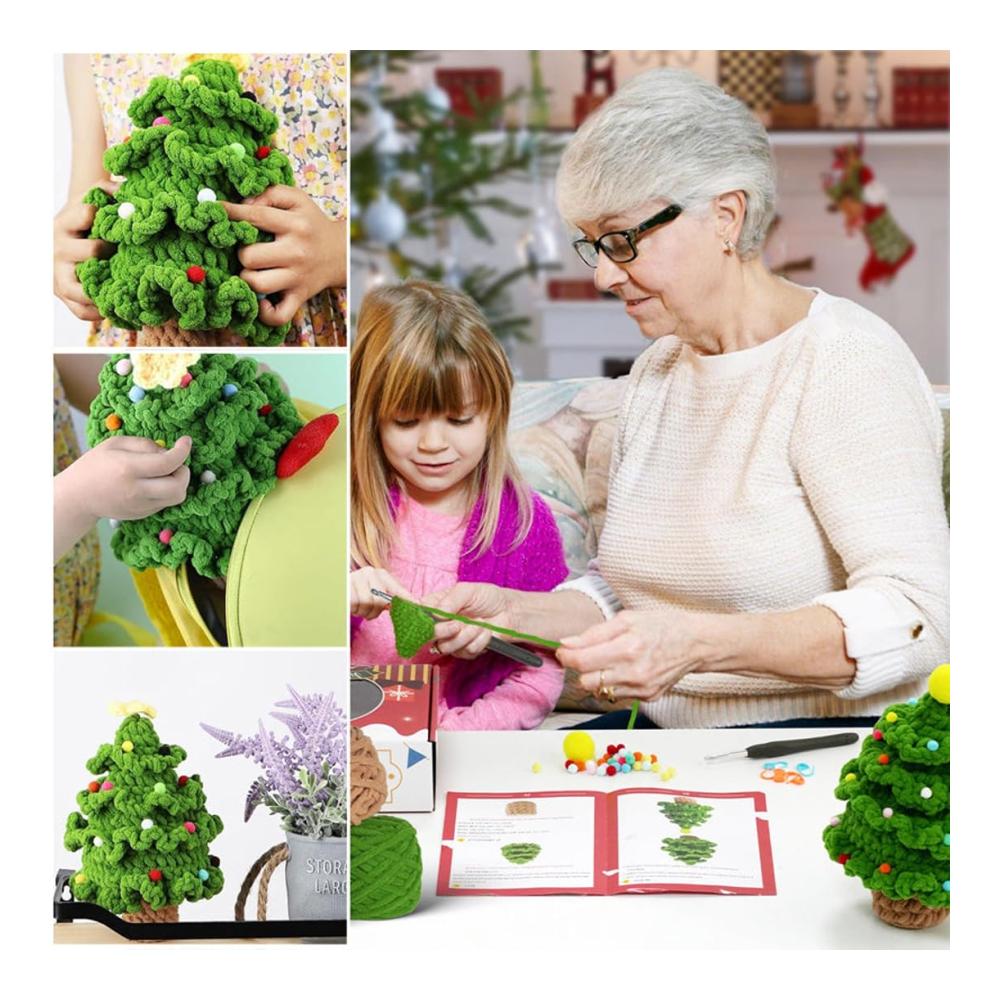 DIY Weihnachtsbaum Häkelset für Anfänger | Komplettes Häkelset mit niedlichem Xmas-Design | Perfekte Home-Dekoration für die Feiertage | Inklusive Urlaubsmotiven und Anleitung