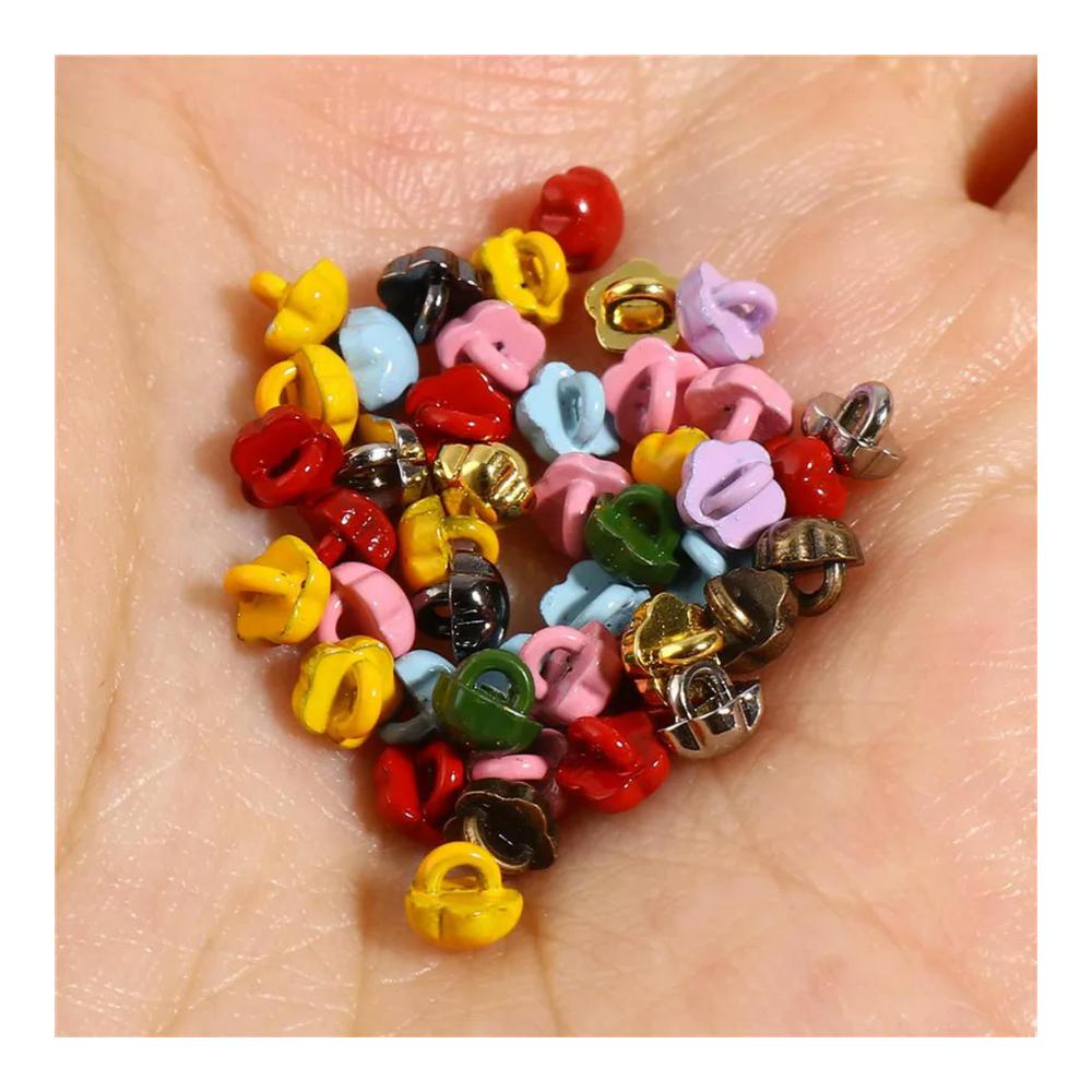 30 Stück Vergoldete Blumenform-Knöpfe für Kreative DIY-Puppenkleidung Scrapbooking & Mehr - Nähzubehör in Süßigkeitenfarben