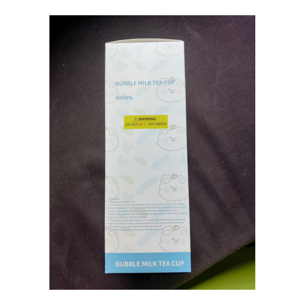 Wiederverwendbare Strohhalme - Nachhaltigkeit trifft auf Stil Bubble Tea Becher Set mit Deckel und Strohhalm verstellbare Träger 680 ml (Blau