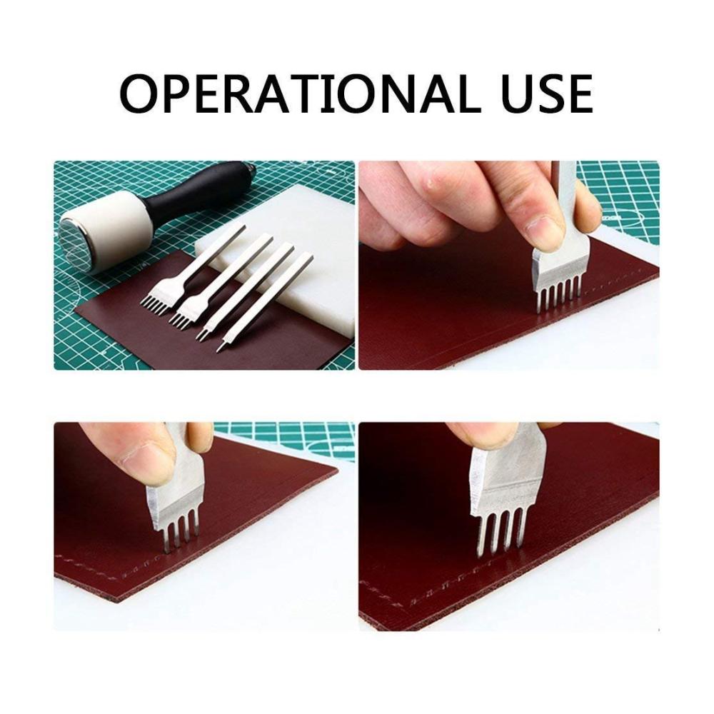 Hochwertige Leder-Bastelschere mit 4 mm Diamantlöchern für präzises Stanzen | Ideal für Nähprojekte Lederhandwerk und mehr | Inklusive 1/2/4/6 Stiften