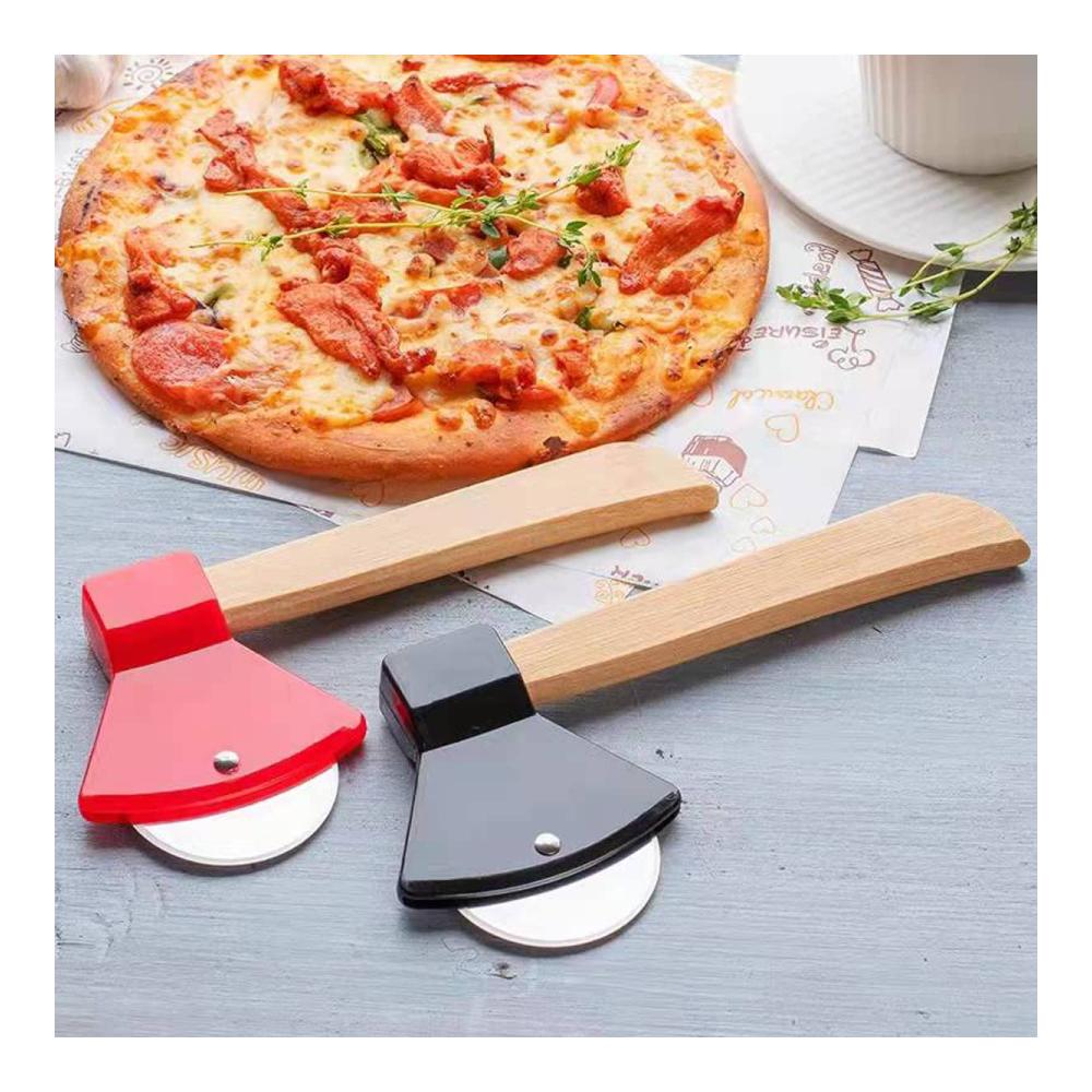 Premium Pizzaschneider Set | Pizzamesser und -roller | Präziser manueller Pizzaschneider aus Edelstahl mit Holzgriff | Ideal für Pizza Gebäck und Teig | Ergonomisches Design für m