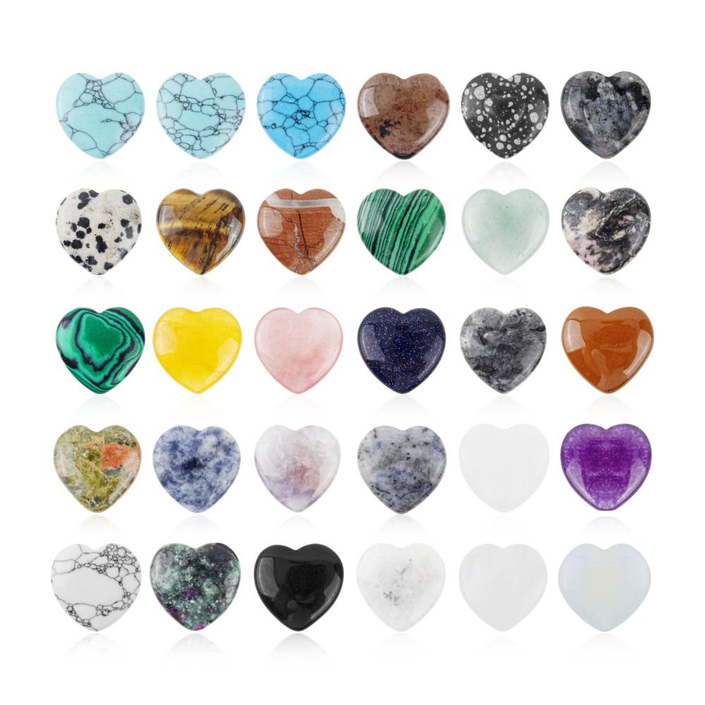 30 Stk. Herzform Granulate Set - Bunte Deko Kristalle & Edelsteine - Rosenquarz Amethyst & mehr - Perfekt für Dekoration & Kunsthandwerk - Liebevolle Heilung